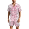 thumbnail image 1 of PRIYAL Pink Snake Skin Pattern Mens Short Sleeve Pajama Set Satin Silk Sleepwear 2 Piece Pjs Loungewear, 1 of 6