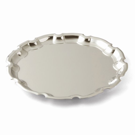 FB Jewels Nickle-plated Round 12inch Chippendale Tray