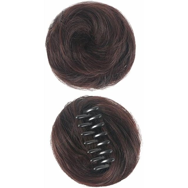 Labriciyon 1 pieza de clip de garra de color marrón oscuro, moño desordenado, extensiones de moño con clip, accesorio para peluca, postizos para mujeres y niñas, extensiones de cabello Updo despeinada