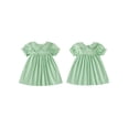 thumbnail image 2 of RUINIXCW Toddler Baby Girl Summer Gingham Plaid Dress Cute Puff Short Sleeve Doll Collar Ruffled Casual A-line Dress Clothes 6 Months to 4 Years, 2 of 9