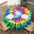 thumbnail image 3 of Rainbow Tie Dye Radial Pattern Round Tablecloth 60"x60",Wrinkle Wipeable Table Cloth for Kitchen Dining Room Picnic Patio Party, 3 of 6