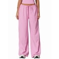 thumbnail image 1 of Pantalones Deportivos Casuales Holgados de Pierna para Mujer, Rectos, de Tiro Bajo, con Bolsillos con Cordón Elástico Rosa L, 1 of 8