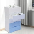 thumbnail image 4 of Plastic Drawers Dresser for Bedroom Storage Cabinet with 5 Drawers Craft Organizers and Storage for Clothes, Towels, Toys Chest Of Drawers for Playroom, Kitchen (Gradient Blue, 17.1’’W), 4 of 9