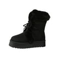 thumbnail image 2 of Viluyesy Womens Snow Boots, Anti-Slip Thick Sole Warm Faux Fur Fleece Lined Lace Up Winter Mid Calf Suede Boots Black US9, 2 of 9