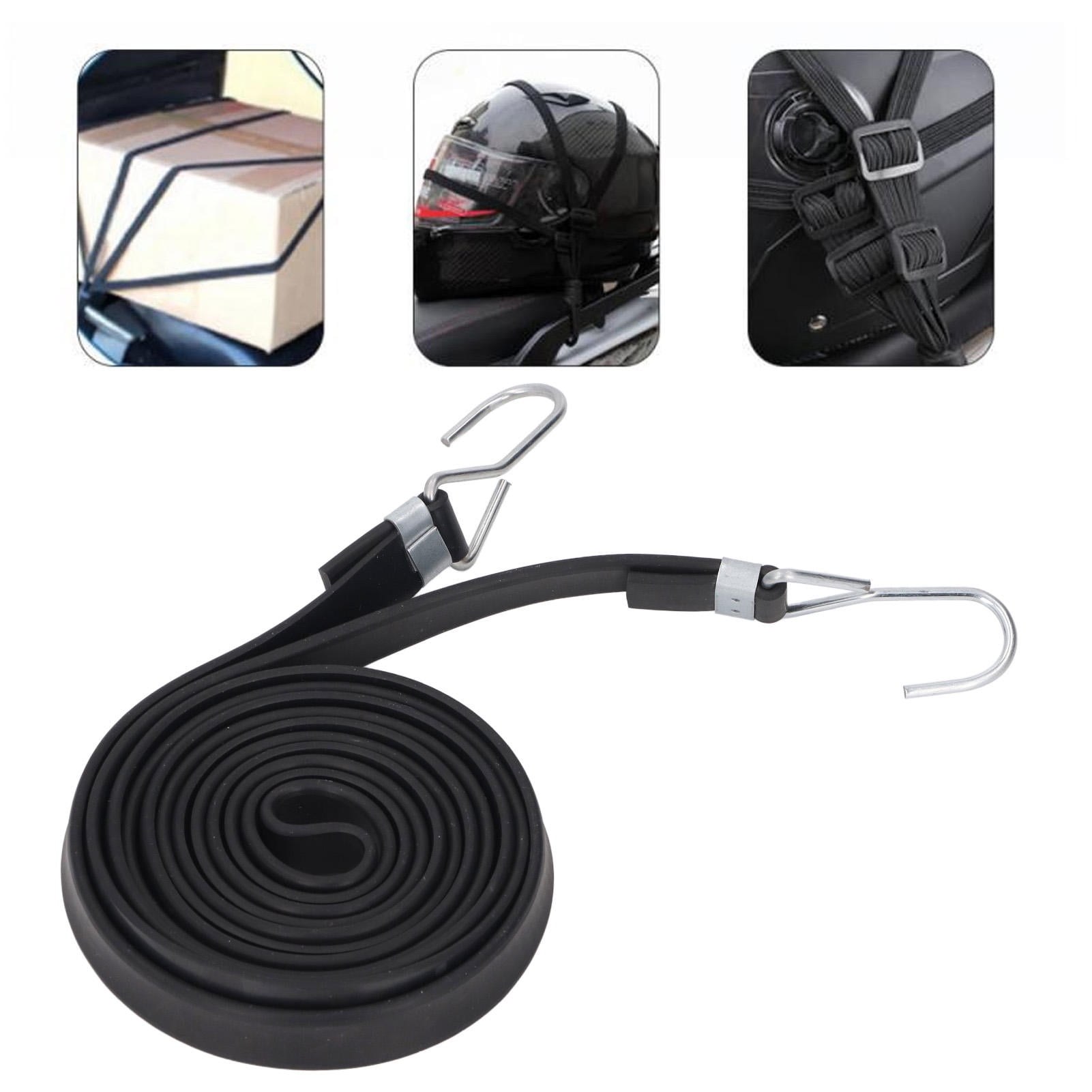 Yajisi 10‑Pack Heavy‑Duty 2cm Black Bungee Straps 2.5m – Ultra‑Elastic Outdoor Hook Cords for Luggage, Trash Lids & More