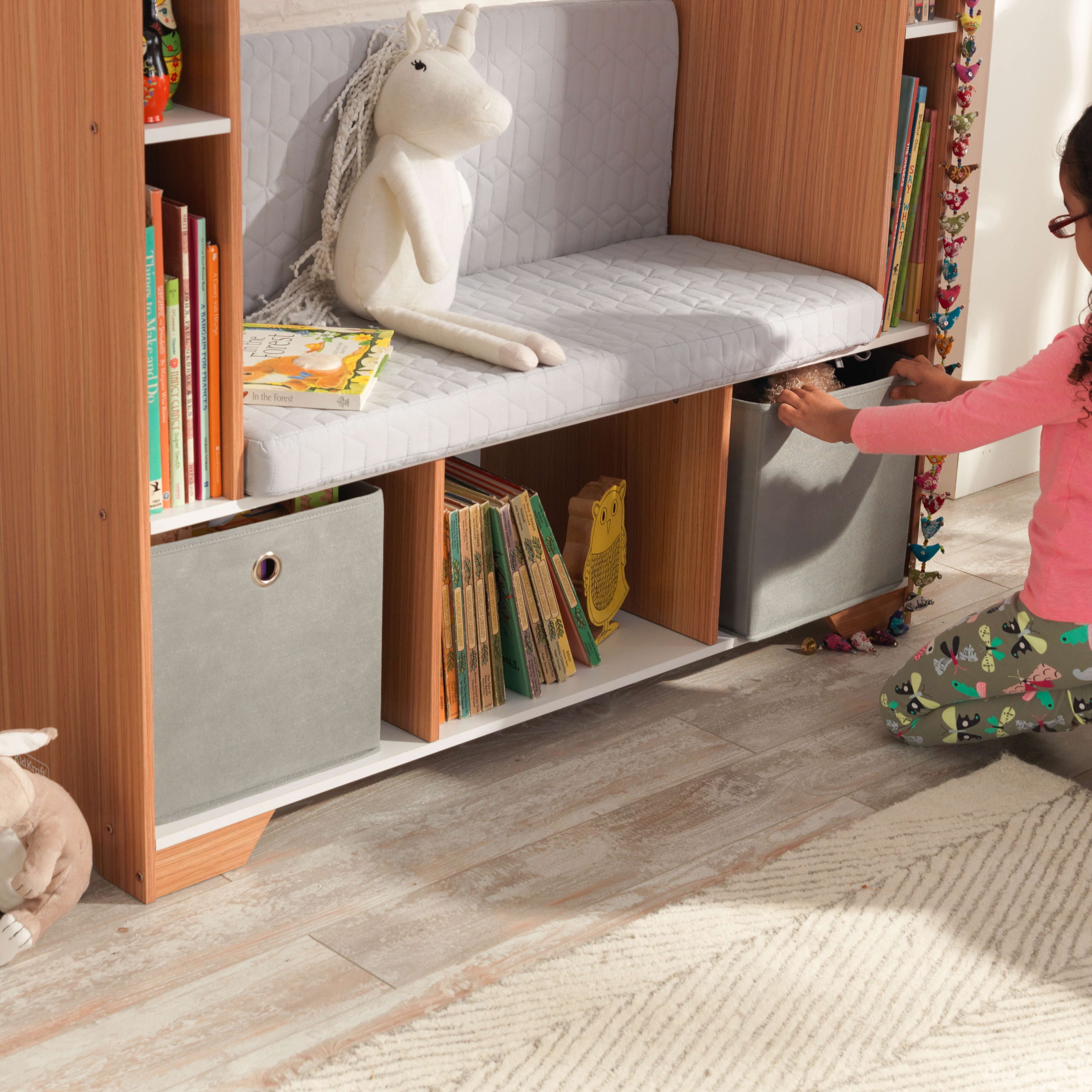 KidKraft Little Dreamer Deluxe Reading Nook, Bookcase & Storage Bins