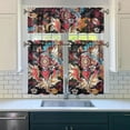 thumbnail image 2 of 3 PCS Boho Chic Kitchen Curtains - Colorful Decorative Mandala Floral Design, Farmhouse Tier Curtains with Rod Pocket (54x18 + 27.5x36x2), Easy Care Window Treatments, 2 of 3