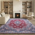 thumbnail image 5 of SAFAVIEH Tucson Cayley Traditional Machine Washable Area Rug, 6' x 6' Square, Red/Navy, 5 of 15