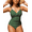Army Green, variant on Womens One Piece Swimsuits Front Twist V Neck Shirred Bathing Suit Monokini Swimwear