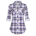 thumbnail image 1 of asddcavvf Blouse for Women Spring and Autumn Gingham Pocket Button Cuff Comfortable Casual Printed W, 1 of 4