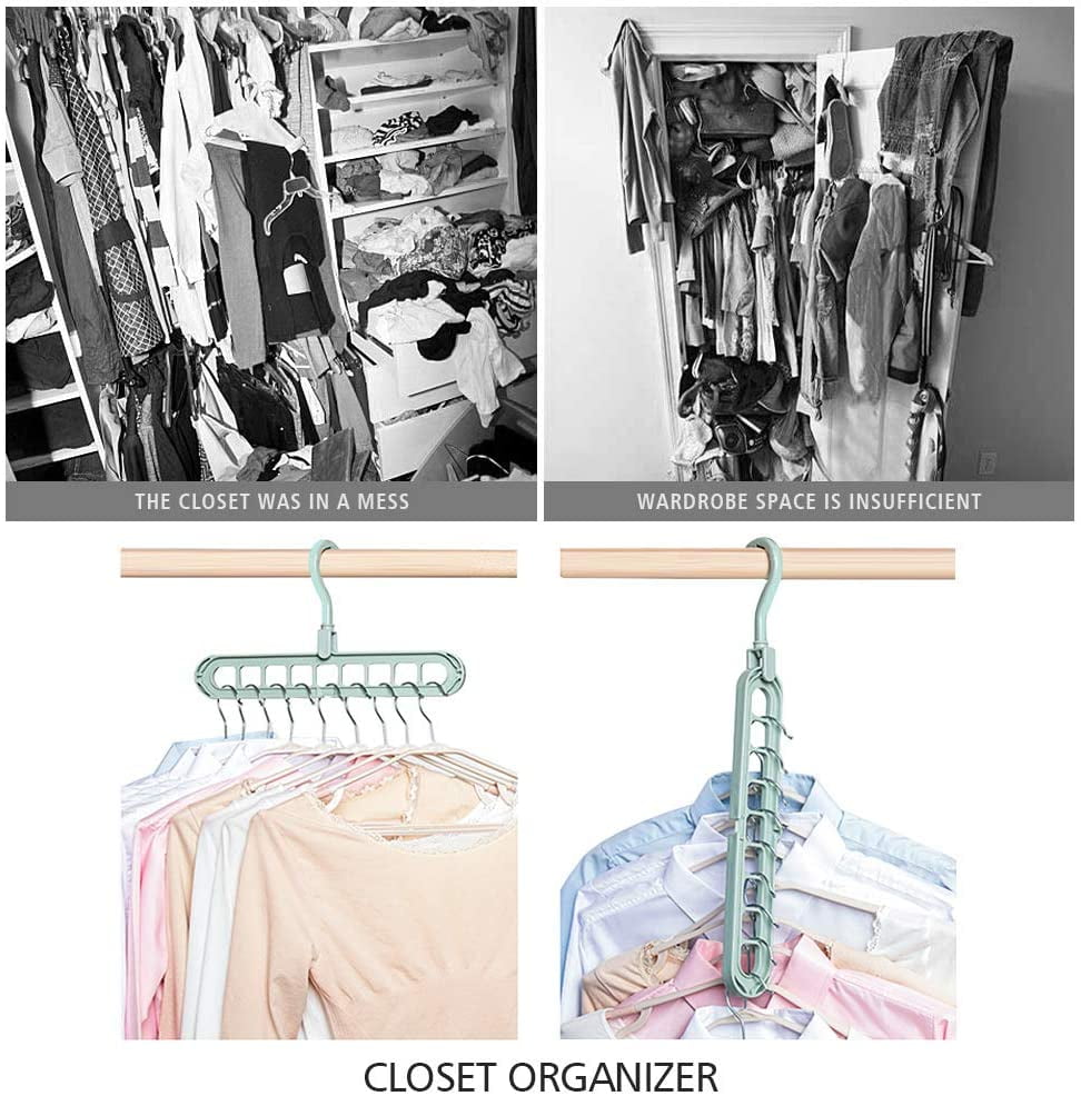 KLEVERISE 4 Pack Metal Space Saving Hangers, Stainless Steel Space Saver  Hangers for Clothes, Magic Wonder Cascading Space Saving Closet Clothing