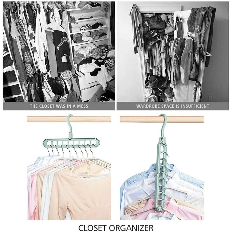 Cozymood Metal Space Saving Hangers 6 pack, Sturdy Space Saver Hangers  Closet Organizers and Storage, Magic Clothes Hanger Organizer, Multi