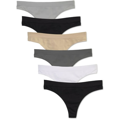 

Kalon Women 6 Pack Seamless Nylon Spandex Thong Panties