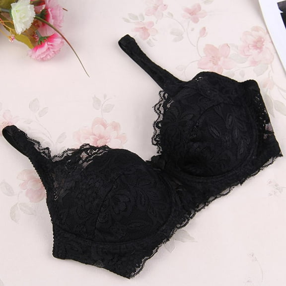 GOODLY Women Lace Floral Lingerie Underwired Push Up Bra B Cups Bralette
