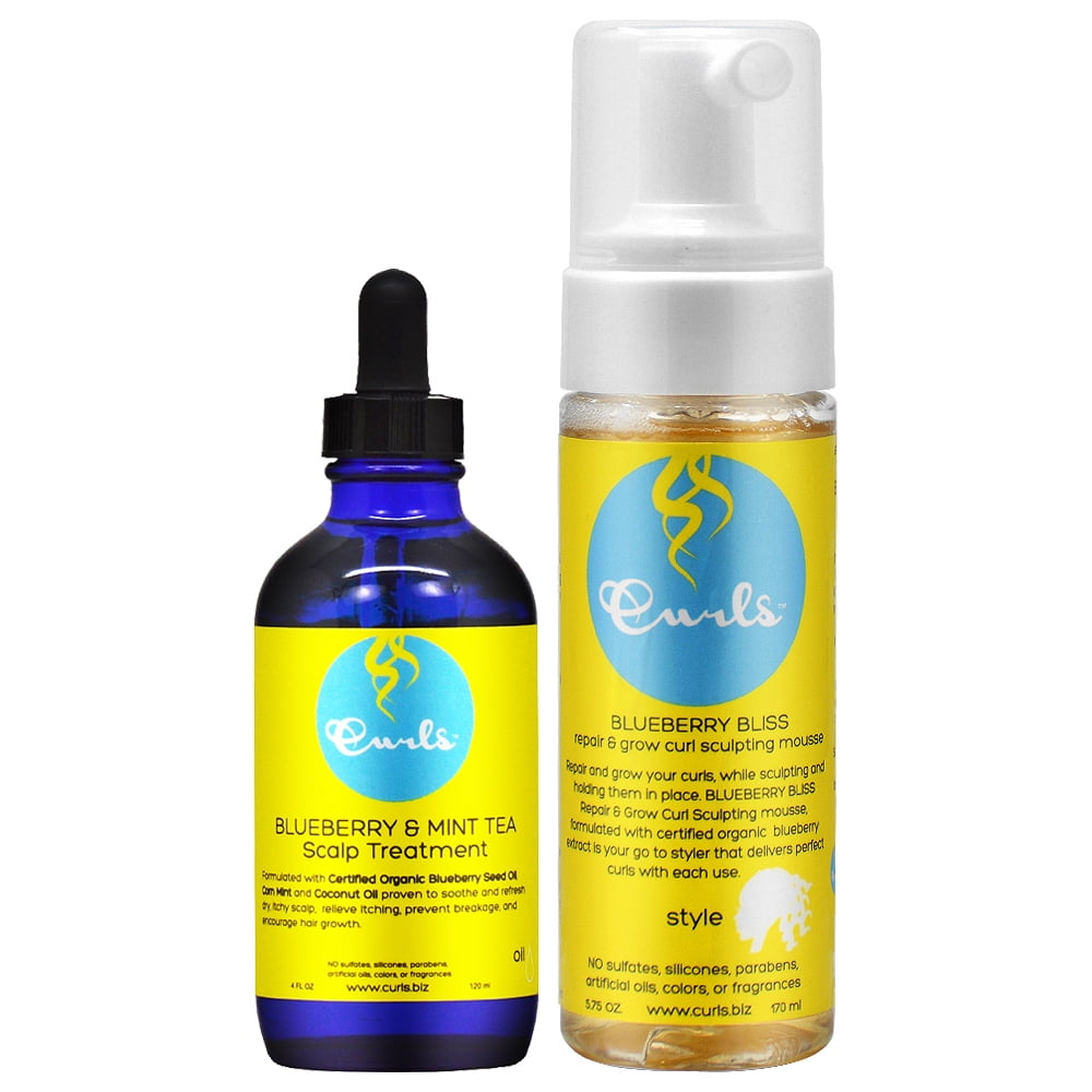 Curls Blueberry Mint Tea Scalp Treatment 4oz + Sculpting Mousse 8oz -  Walmart.com