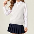 thumbnail image 2 of FAIOROI Unisex Kids School Uniform Sweater Vest V Neck Cotton Knit Sleeveless Top White 9-10T, 2 of 7