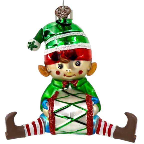 Elf Ornament - Blown Glass Holiday Christmas Tree Decoration