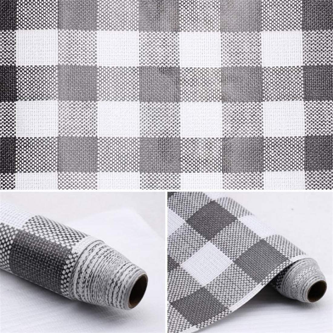 Self Adhesive Vinyl Faux Gingham Plaid Cloth Look Shelf Drawer Liner