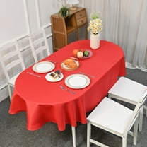 XmhyTop 61x102 Inch Solid Red Oval Tablecloth, Heavy Duty Polyester Washable for Dining, Home Party & Indoor Use