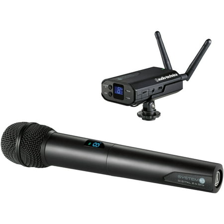 Audio-Technica ATW-1702 System 10 Camera-mount Digital WirelessSystem includes: ATW-R1700 receiver and ATW-T1002 handheld dynamic unidirectional microphone/transmitter, 2.4