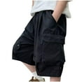 thumbnail image 2 of NAISIBABY Boys Cargo Shorts Size 5, Loose Fit with Pockets Elastic Waist Summer Causal Fashion Shorts Black, 2 of 6