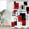 thumbnail image 6 of Shower Curtains Abstract Black Red Geometric Bath Curtain Stripes Modern Art Waterproof Bathroom Shower Curtain Set with Hooks Decoration 72 x 84 Inches, 6 of 7