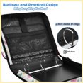 thumbnail image 4 of Zipper Binder with Shoulder Strap 2 inch 3 Ring Waterproof File Folder Organizer Bag 500 Sheet Flamingo and Pineapple Pattern, 4 of 8