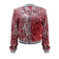 thumbnail image 5 of Women Jacket Sequin Stripe Bomber Sparkly Festival Party Long Sleeve Zipper 2025 Fall Coat, 5 of 6