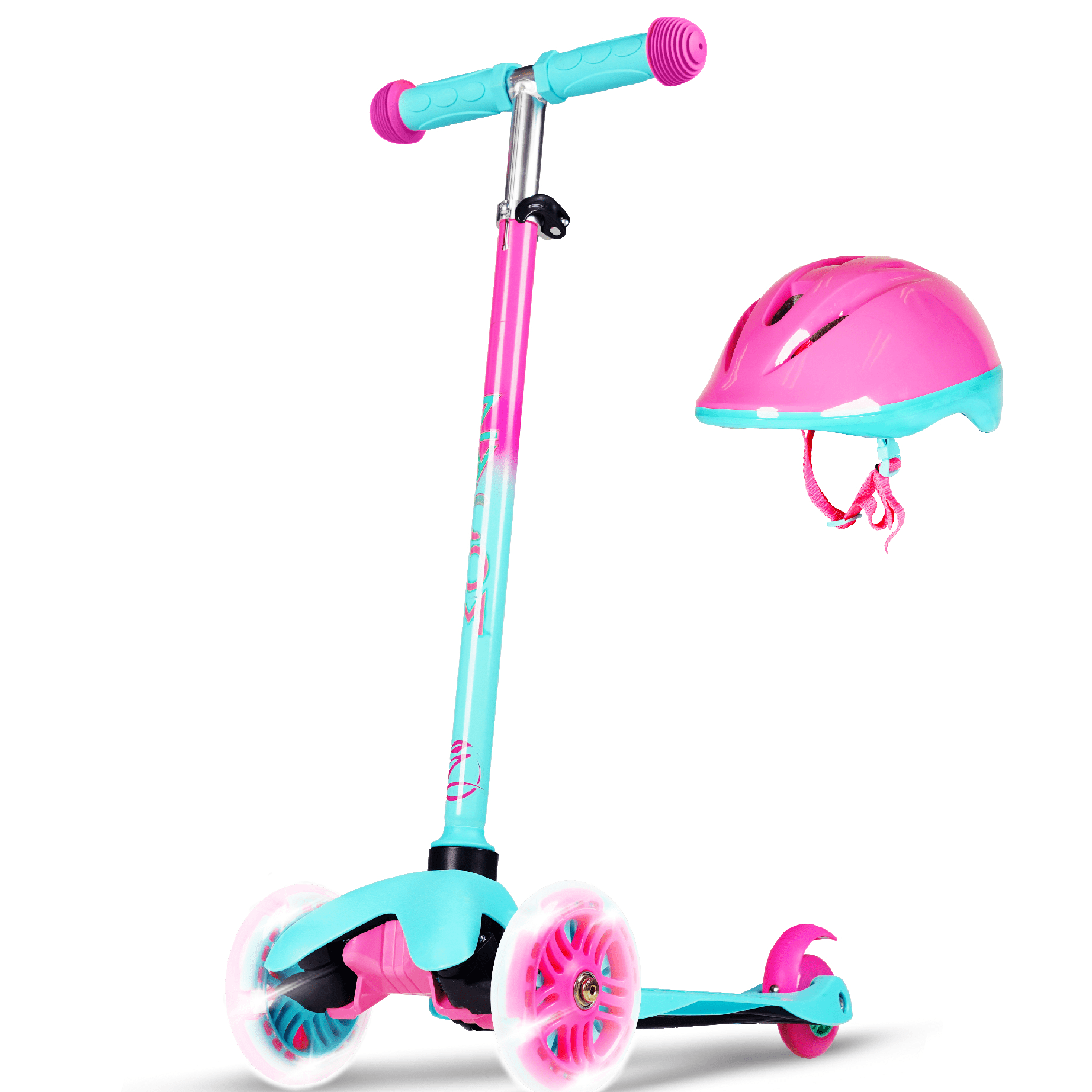 Deluxe 4 LED Wheel Glider Kick-n-Go Lean C Shape stability safety Kids Scooter 