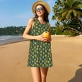 thumbnail image 3 of Pofeuu Yellow Floral Print Women's Sleeveless Dress, Loose Fit Summer Dress, Casual Tank Dress for Women, 3 of 7