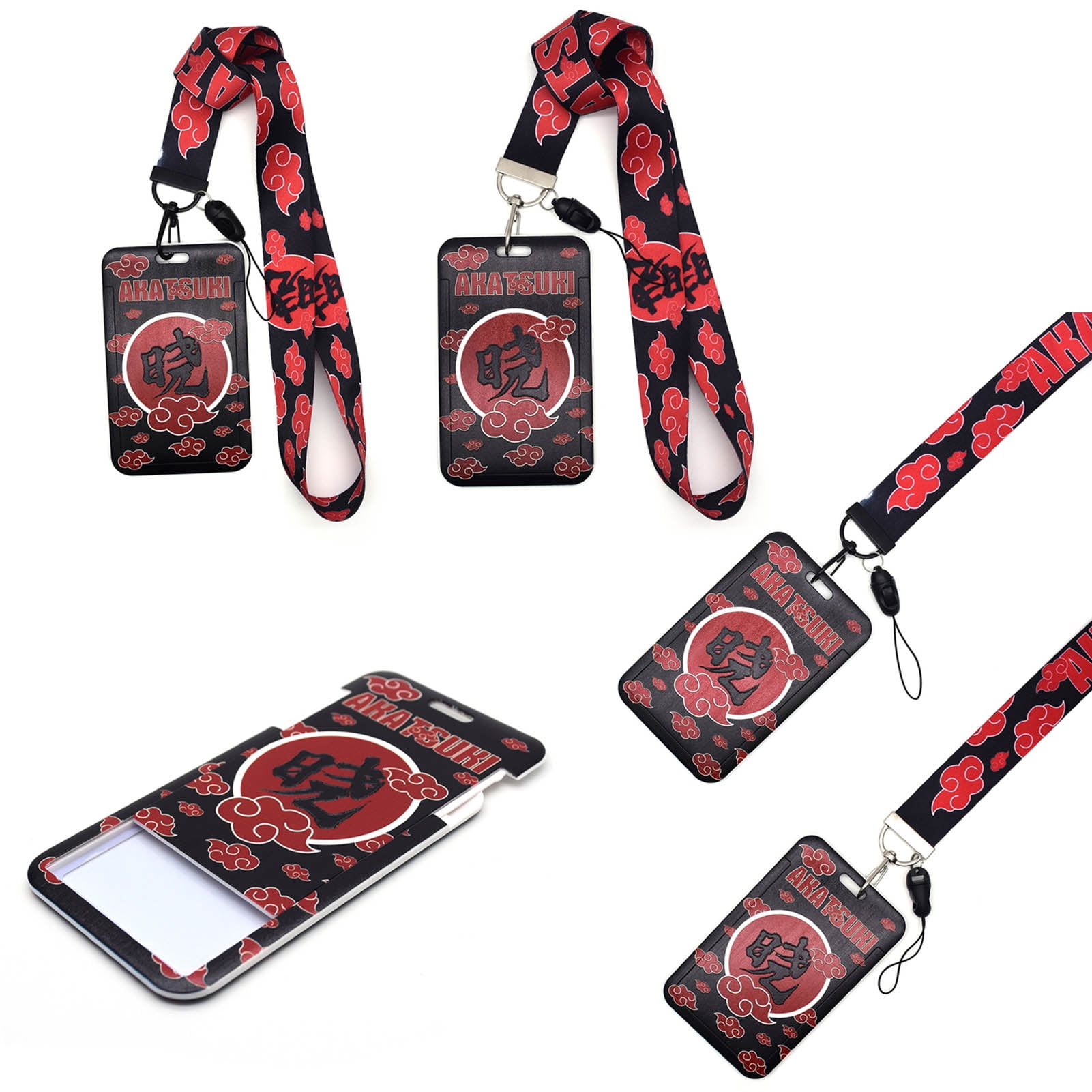 Naruto Classic ID Badge Holder Lanyard w/ Rubber Pendant And Collectible  Sticker Black