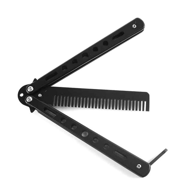 Peine plegable sweethay acero inoxidable cuchillo de mariposa herramienta de estilismo Negro CE000910-01