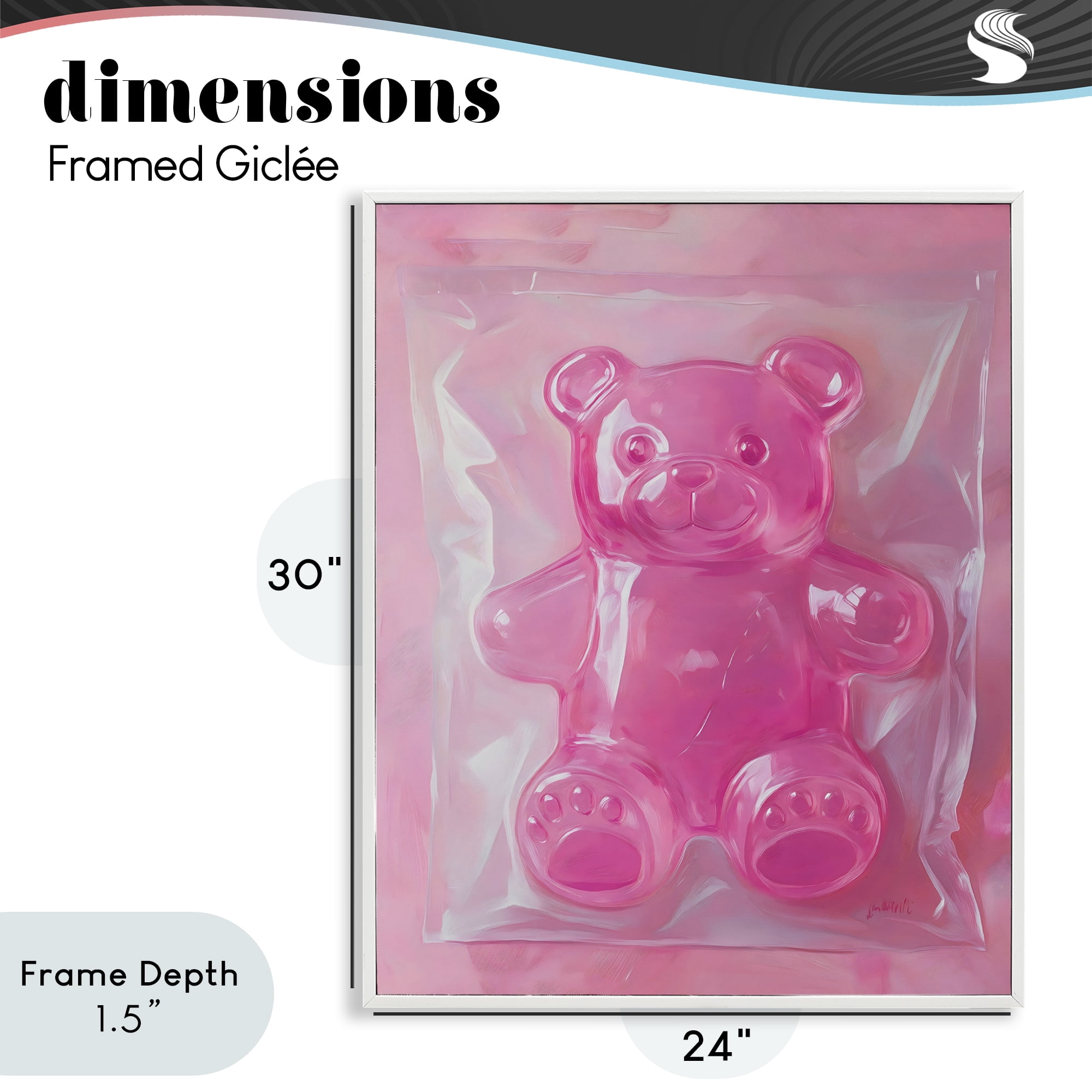 Stupell Industries Pink Gummy Candy Bear White Framed Giclee Art, design by The Prints Vibe