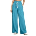 thumbnail image 2 of KIHOUT Women Wide Leg Pants Loose Fit Casual Lounge Pants with Adjustable Drawstring Elastic Waistband Solid Color Baggy Trousers for Women, 2 of 6