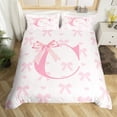 thumbnail image 2 of Pink Bow King Size Duvet Cover,Initial Letter C Chic Romantic Duvet Cover for Adults All Season,Princess Style Bowknot Love Hearts Girly Fairy Bedding Set,Kawaii Pink,No Comforter, 2 of 6