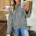 thumbnail image 6 of Womens Hoodies Pullover Sweatshirt with Pockets Sweatshirt Hooded V Neck Button Hoodies Tunic Pullover Tops, 6 of 9