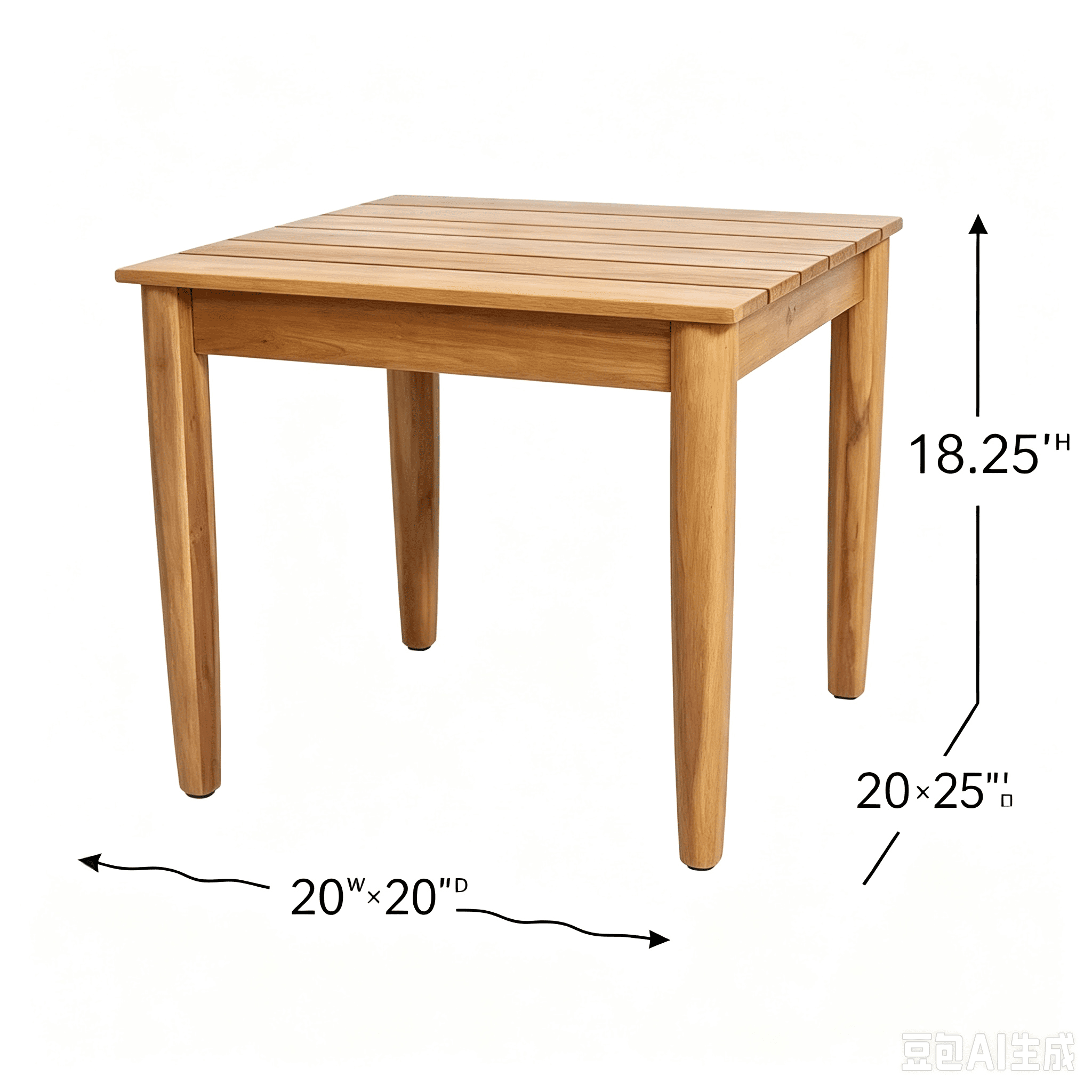 Outdoor Acacia Wood Square Side Table, Rustic Slat Top Patio End Table, Weather Resistant Solid Wood Accent Table for Backyard Garden Porch