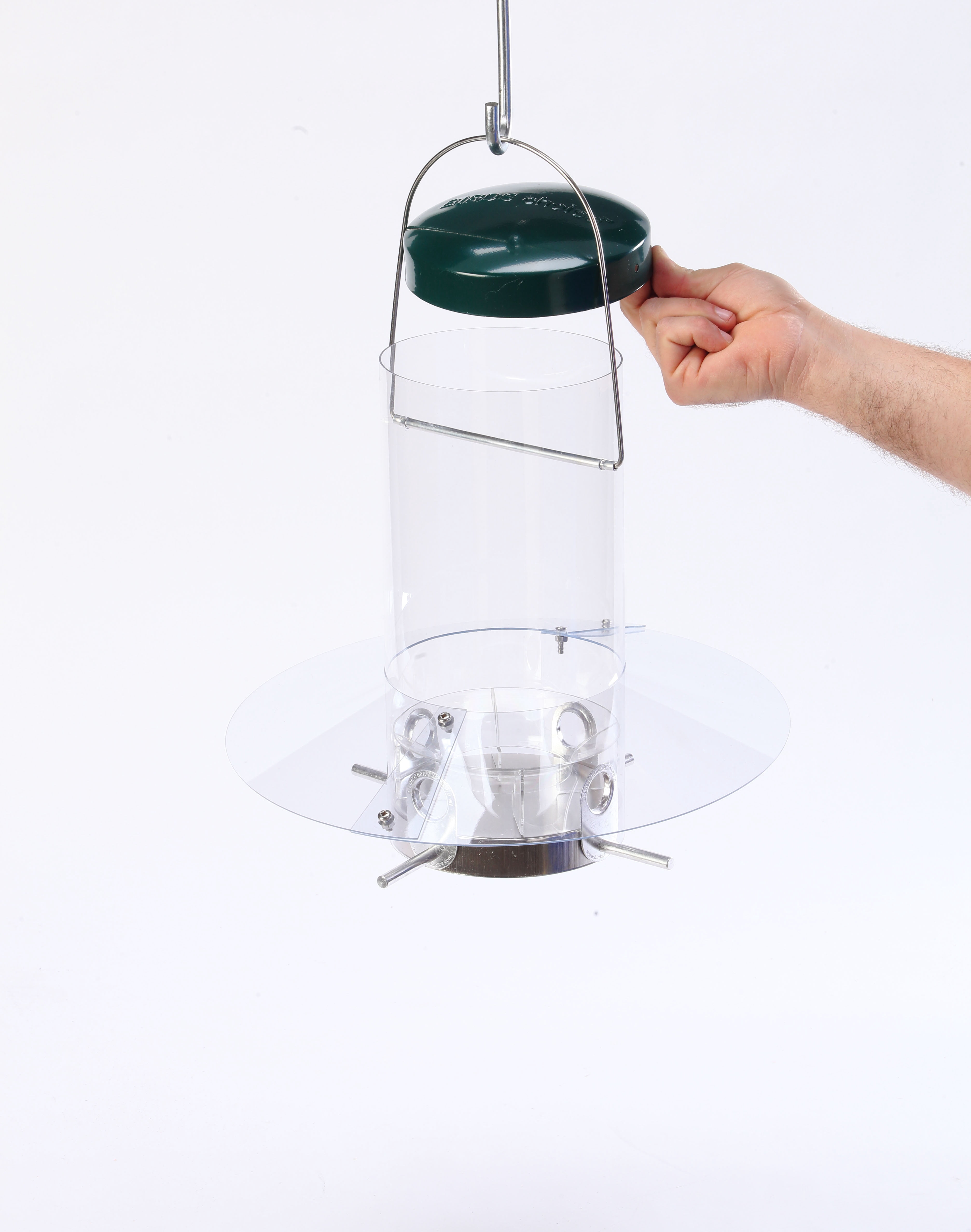 Birds Choice 12" Classic Hanging Bird Feeder with Baffle Weather Guard, Green