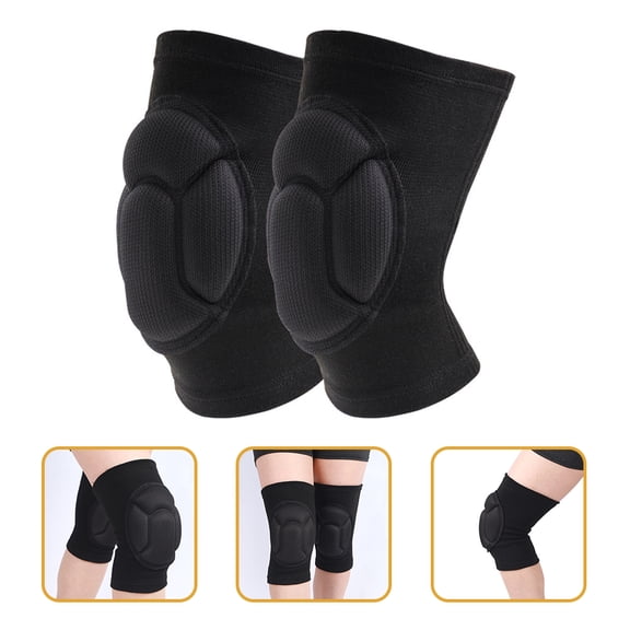 Vosarea 1Pair Black Knee Brace Pads for Outdoor Use Breathable Elastic Knee Sleeves with Thick Padding