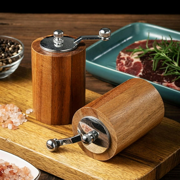LILIANG 2PCS Manual Salt and Pepper Grinder Mills Set, Wooden Shakers with Adjustable Ceramic Core