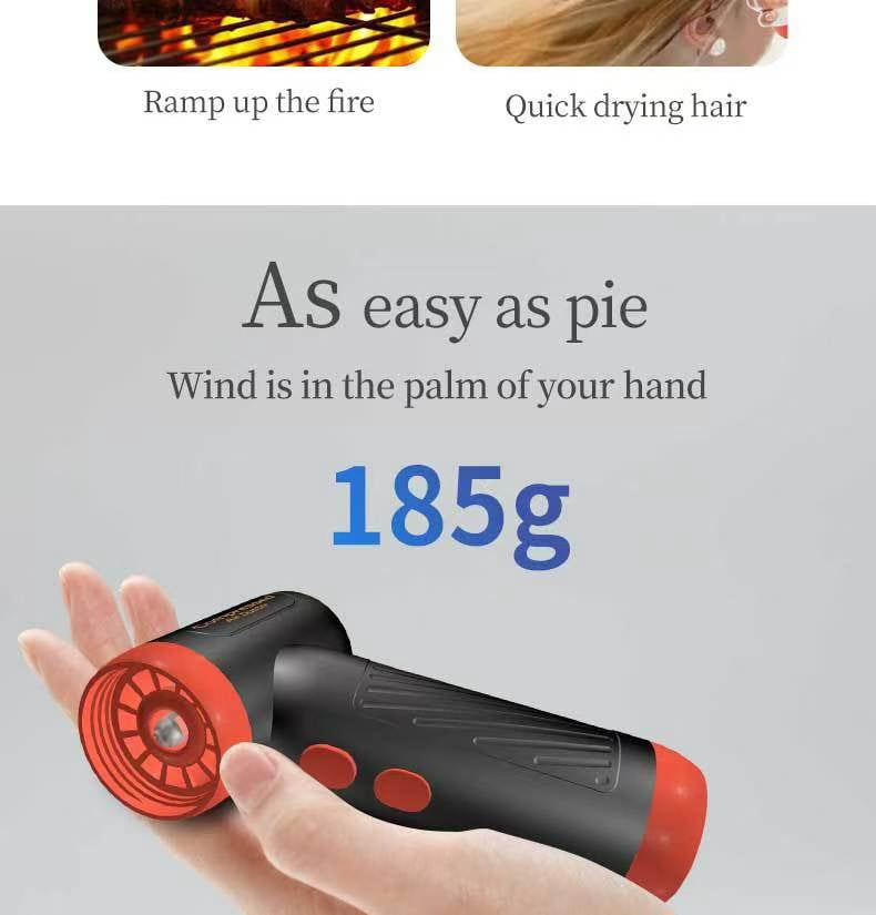Handheld Hair Dryer 11V 40W High Power Wireless Portable Brushless Motor Lighting Multifunctional Fan(White and Blue-A03)