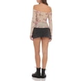 thumbnail image 6 of KelaJuan Women Floral Print T-Shirts Boat Neck Long Sleeve Shirts Spring Fall Slim Fit Off Shoulder Tops Streetwear, 6 of 6