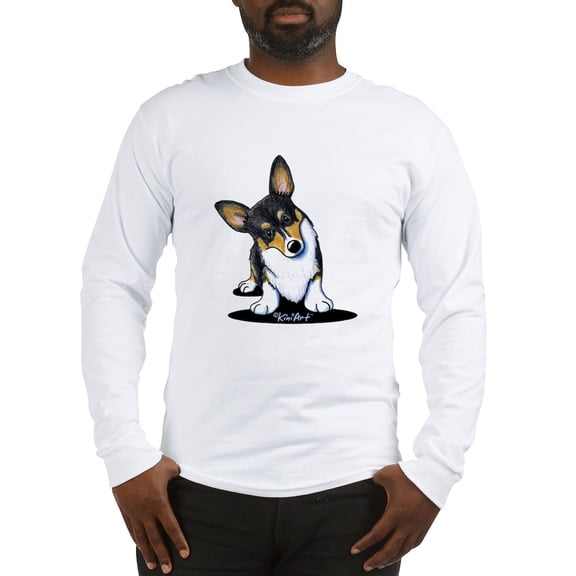 CafePress - Kiniart Tricolor Corgi Long Sleeve T Shirt - Unisex Cotton Long Sleeve T-Shirt