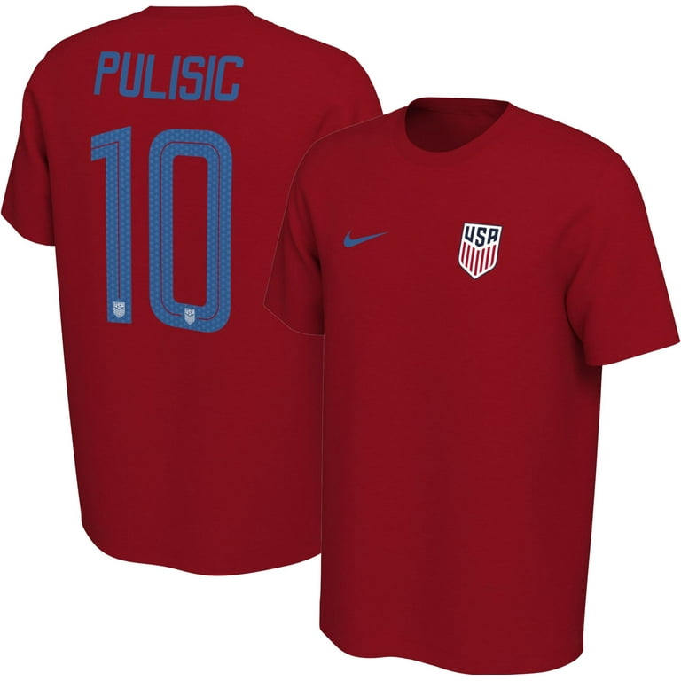 Nike Men s USA Soccer Christian Pulisic 10 Red Player T Shirt Walmart