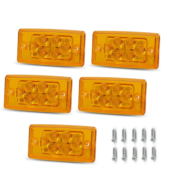 5Pcs LED Top Truck Roof Running Marker Light Rectangle Cab Light Amber Fit For Reightliner Century/Columbiaor/Volvo Trucks