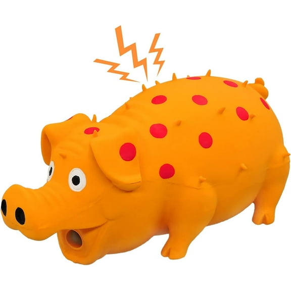 Dog Squeaky Toy, Dots Latex Dog Chew Toys with a Oinks Sound Squeaker Grunting Pig Dog Toy Durable Self Play 8" Dogs Squeeze Toy for Dental Biting Chasing to Kill Boring Time