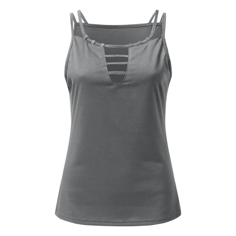 HSMQHJWE Spaghetti Strap Tank Tops For Women Built In Bra Workout Tops For  Women Women Summer V-Neck Top Shirt Solid Sleeveless Tank Tops Cami T-Shirt