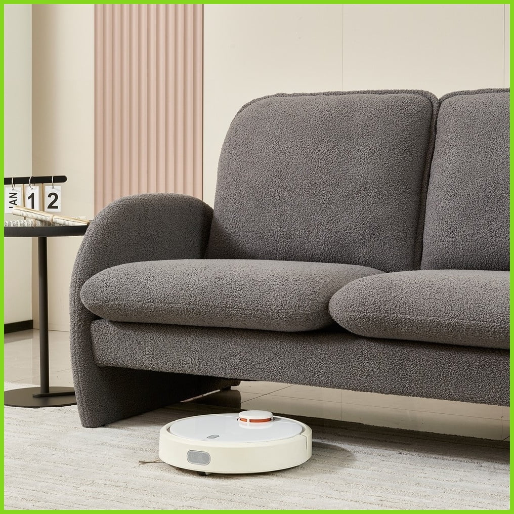 Modern 59" Sherpa Loveseat Sofa - Solid Wood Frame 2-Seater for Living Room, Apartment