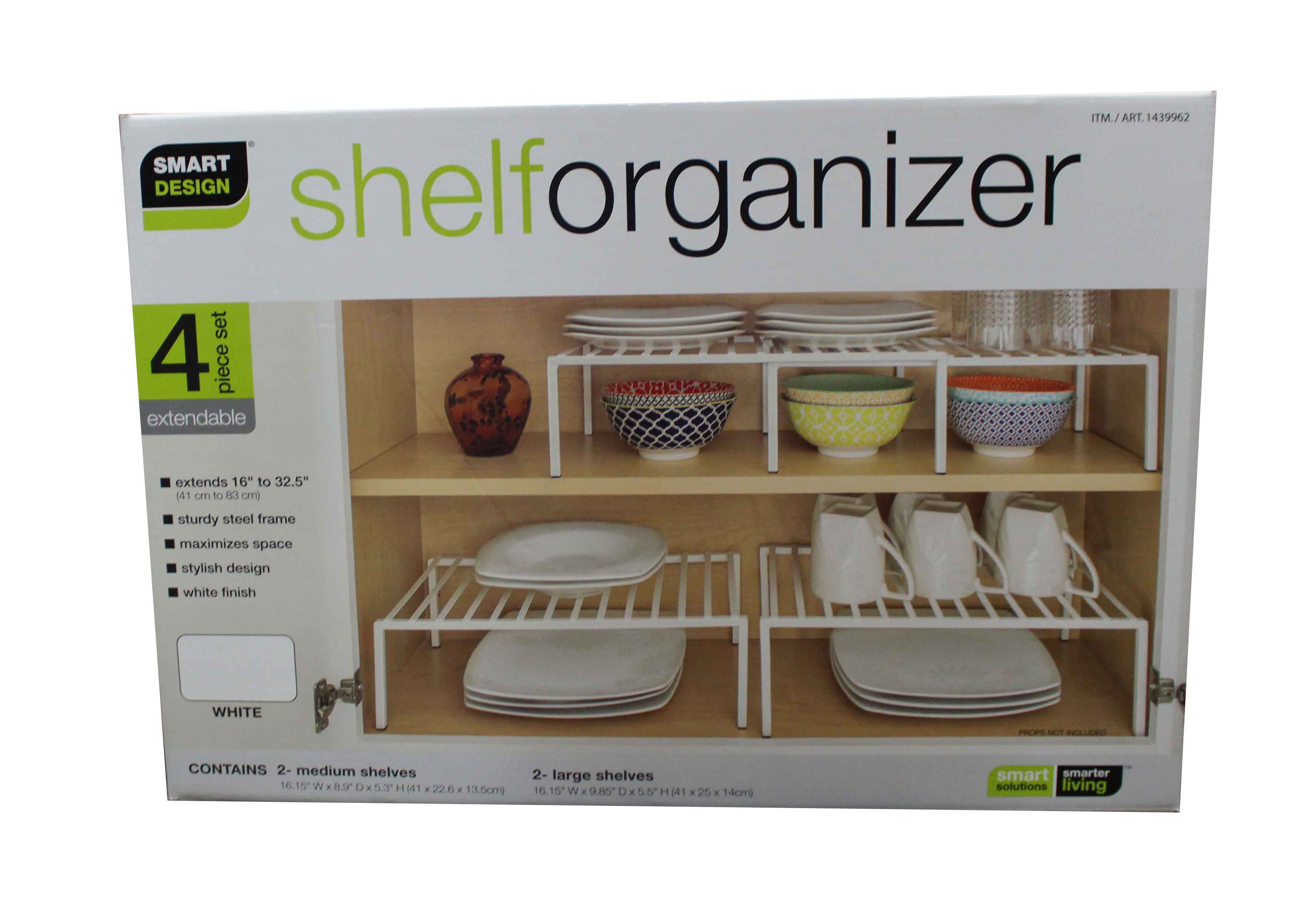 Smart Design Shelf Organizer 4 Piece Set White