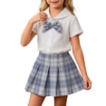 thumbnail image 1 of Odeerbi Camisa de Cuello de Marinero de Vestido Preppy de 2 Piezas de Niñas y Falda Plisada En Cuadro Uniforme Escolar Con Corbata, 1 of 8